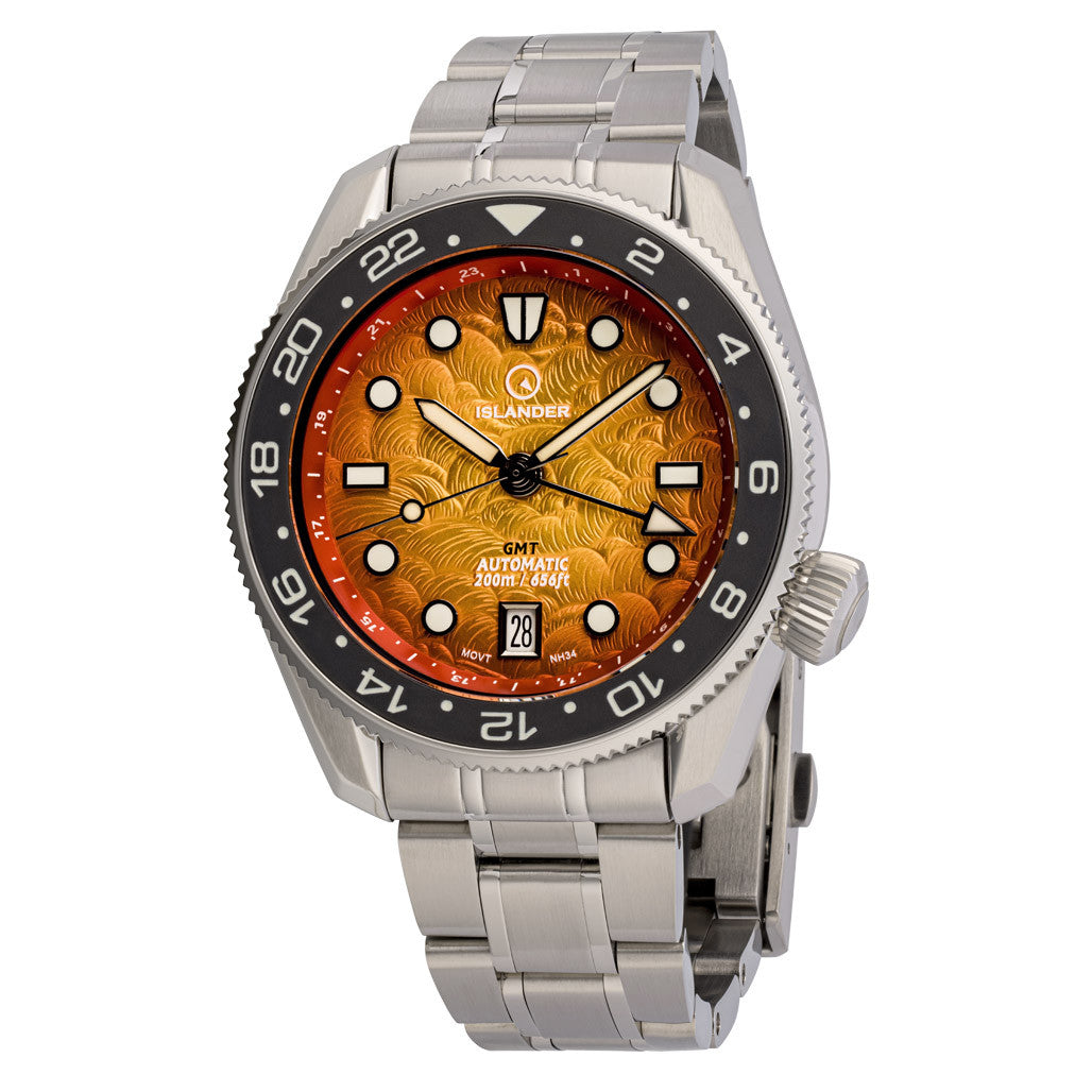 Islander JFK Automatic GMT Watch with Sunset Orange Dial #ISL-356