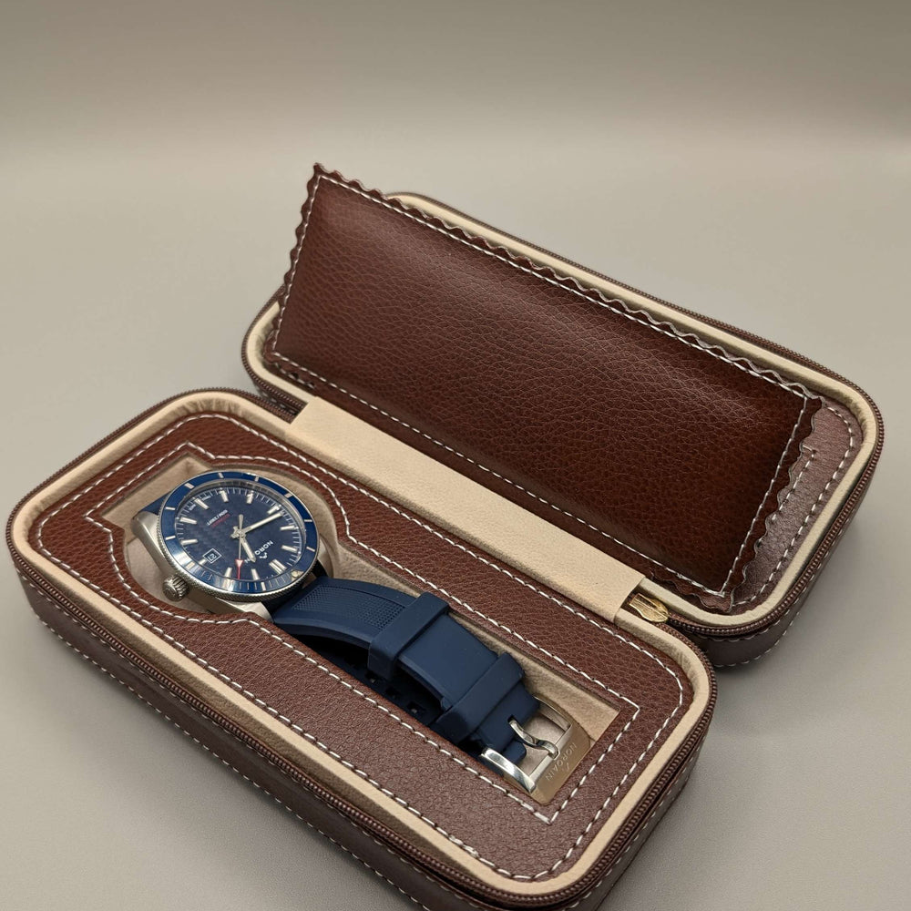 The Davenport 2 Slot Leather Watch Travel Case image 1