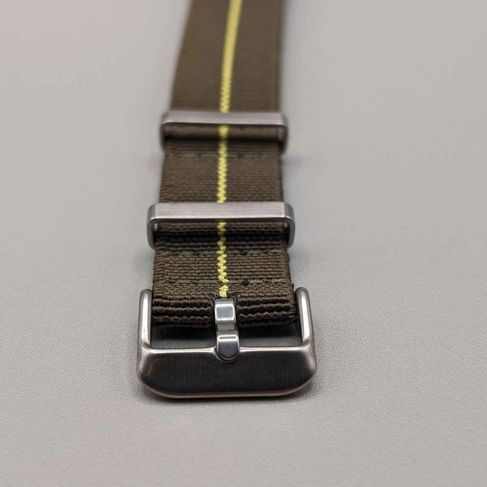 HMS FLX NATO Watch Band in Fatigue Green/Yellow image 1