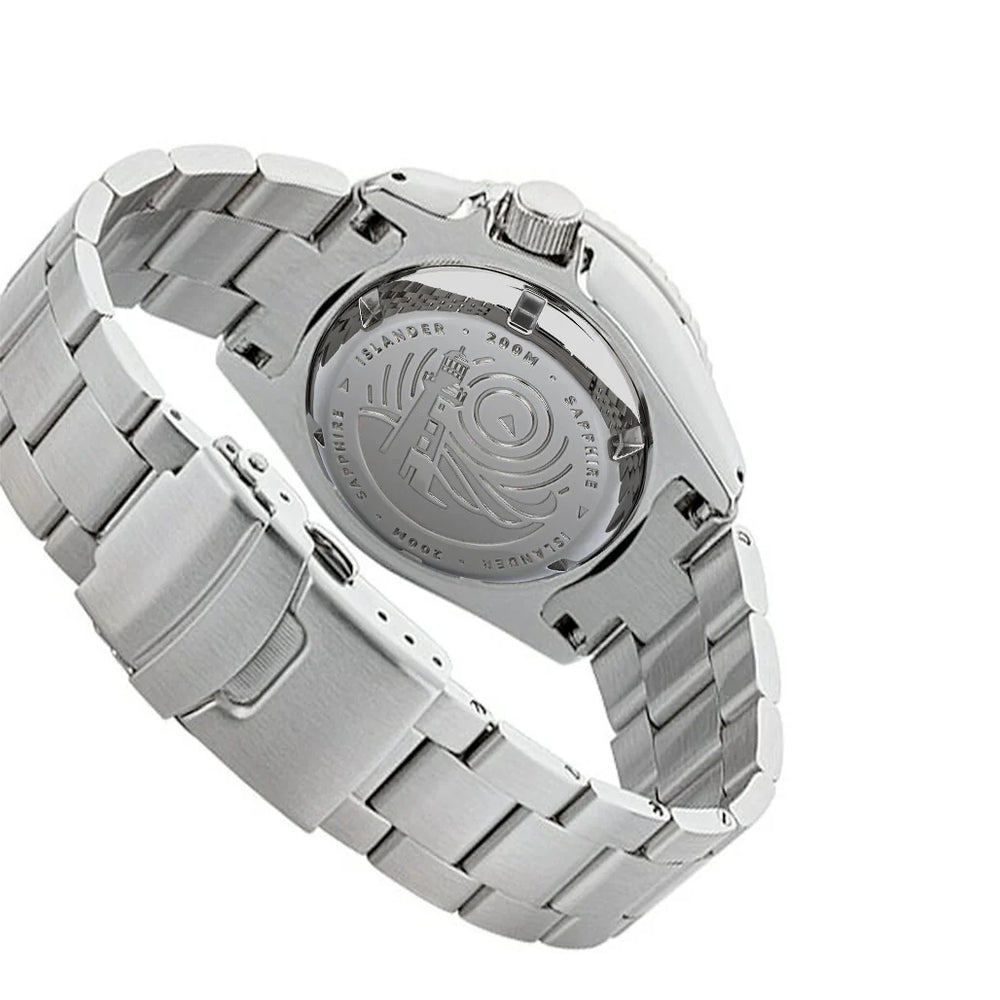 Islander Automatic Dive Watch with Solid-Link Bracelet, AR Sapphire Crystal, and Luminous Ceramic Bezel Insert #ISL-02
