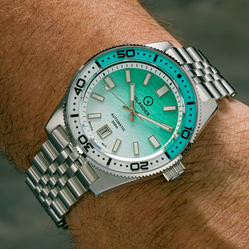 Islander Northport Hi-Beat Automatic Dive Watch with Seafoam Green and White Ripple Dial #ISL-155