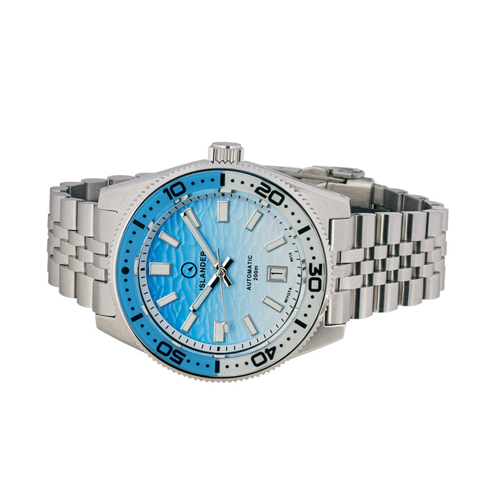 Islander Northport Hi-Beat Automatic Dive Watch with Ocean Blue and White Ripple Dial #ISL-195