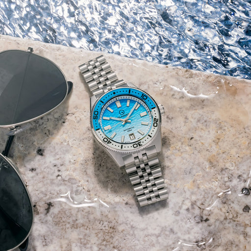 Islander Northport Hi-Beat Automatic Dive Watch with Ocean Blue and White Ripple Dial #ISL-195