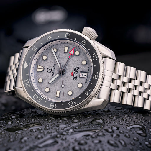 Islander JFK Automatic GMT Watch with Grey Cloud Dial and Dual Color Bezel #ISL-208