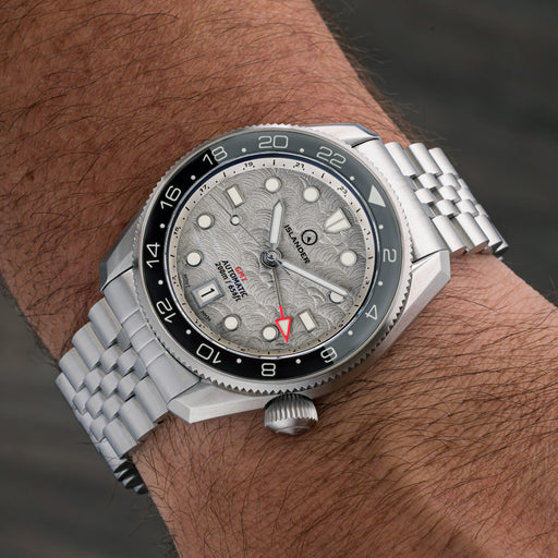 Islander JFK Automatic GMT Watch with Grey Cloud Dial and Dual Color Bezel #ISL-208