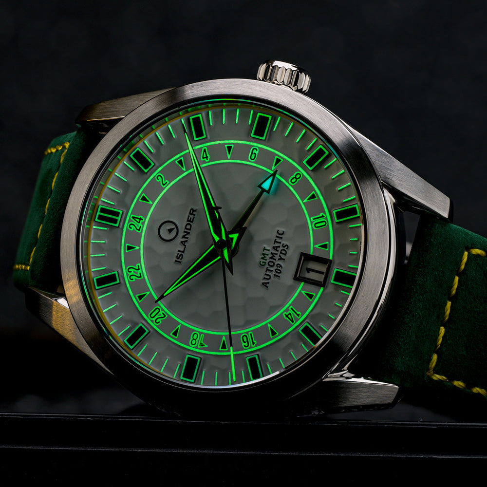 Islander Melville GMT with White "Golf Ball" Hammer Dial #ISL-211