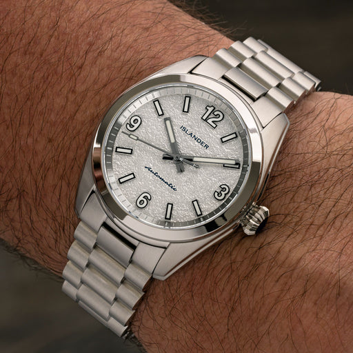 Islander Brookville Calligraphy Edition Watch with Silver Parchment Dial #ISL-319