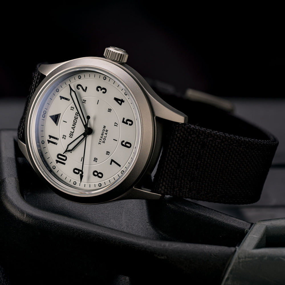 Islander Babylon HV1000 Titanium Solar Field Watch with White Dial #ISL-332