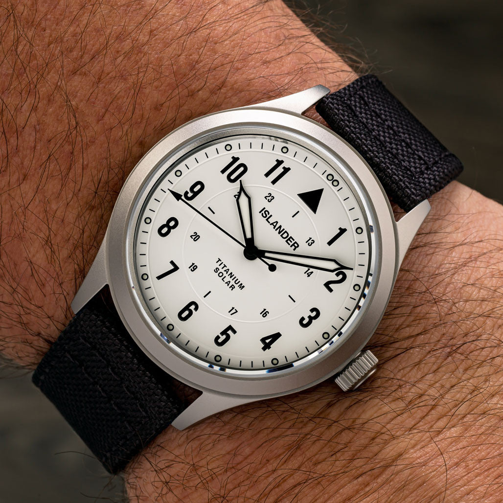 image Islander Babylon HV1000 Titanium Solar Field Watch with White Dial #ISL-332