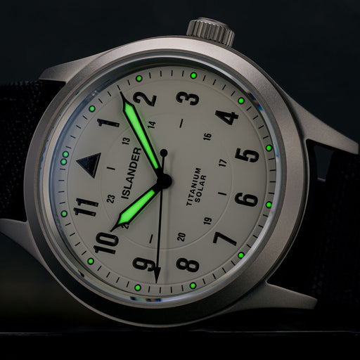 Islander Babylon HV1000 Titanium Solar Field Watch with White Dial #ISL-332