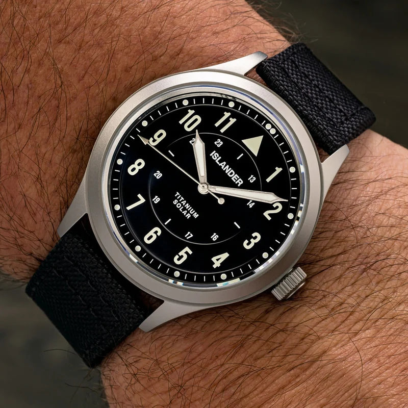 Islander Babylon HV1000 Titanium Solar Field Watch with Black Dial #ISL-333