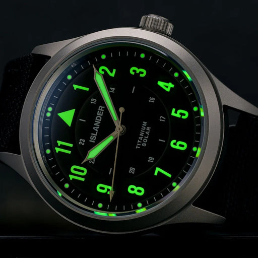 Islander Babylon HV1000 Titanium Solar Field Watch with Black Dial #ISL-333
