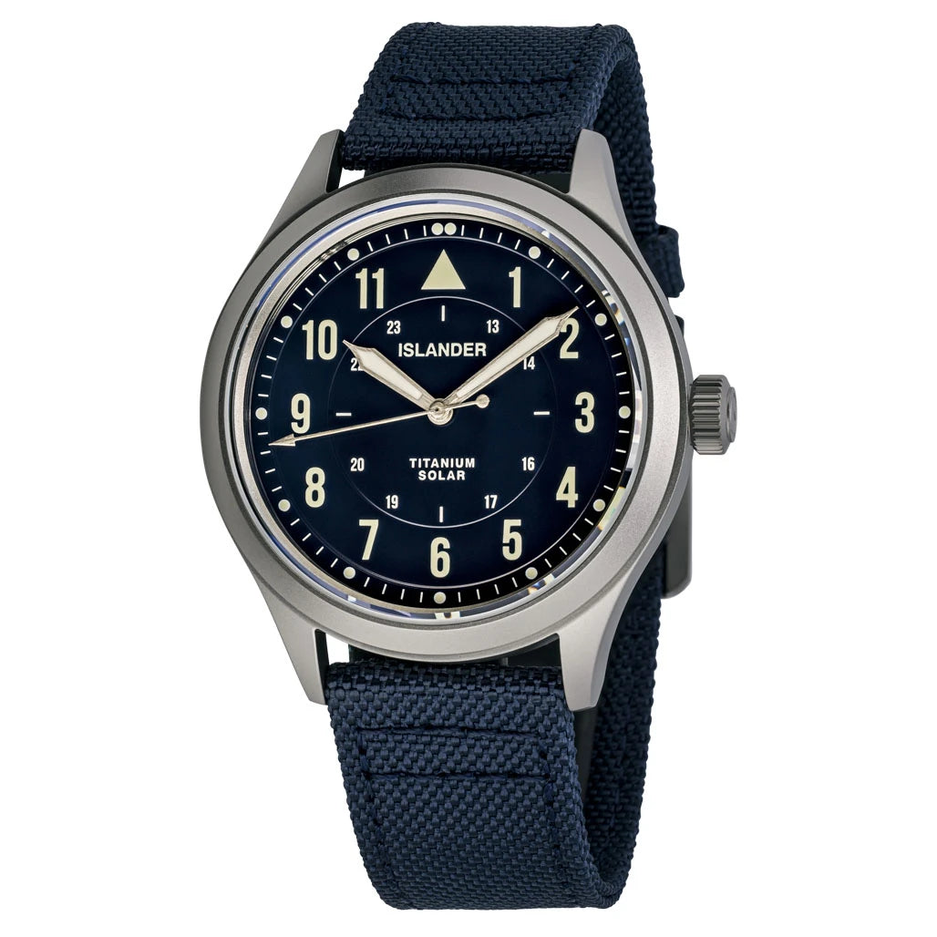 Islander Babylon HV1000 Titanium Solar Field Watch with Blue Dial #ISL-334