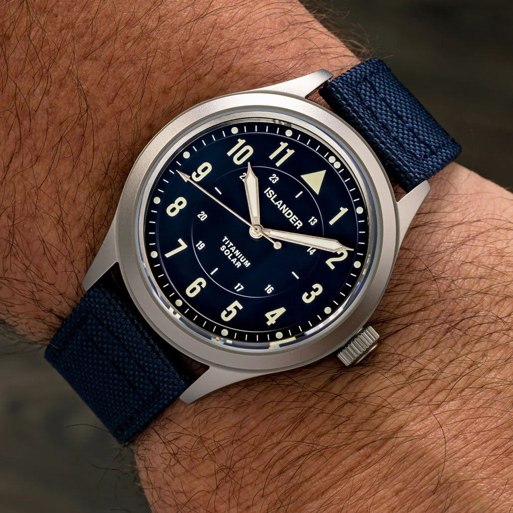 image Islander Babylon HV1000 Titanium Solar Field Watch with Blue Dial #ISL-334