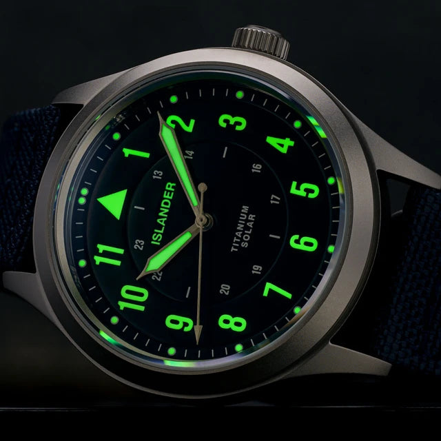 Islander Babylon HV1000 Titanium Solar Field Watch with Blue Dial #ISL-334