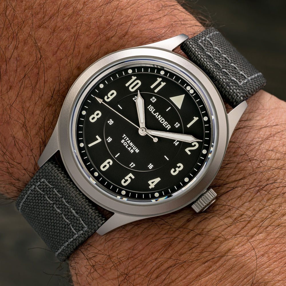 Islander Babylon HV1000 Titanium Solar Field Watch with Charcoal Dial #ISL-336