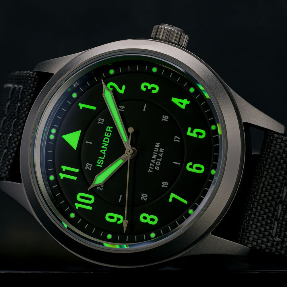 Islander Babylon HV1000 Titanium Solar Field Watch with Charcoal Dial #ISL-336