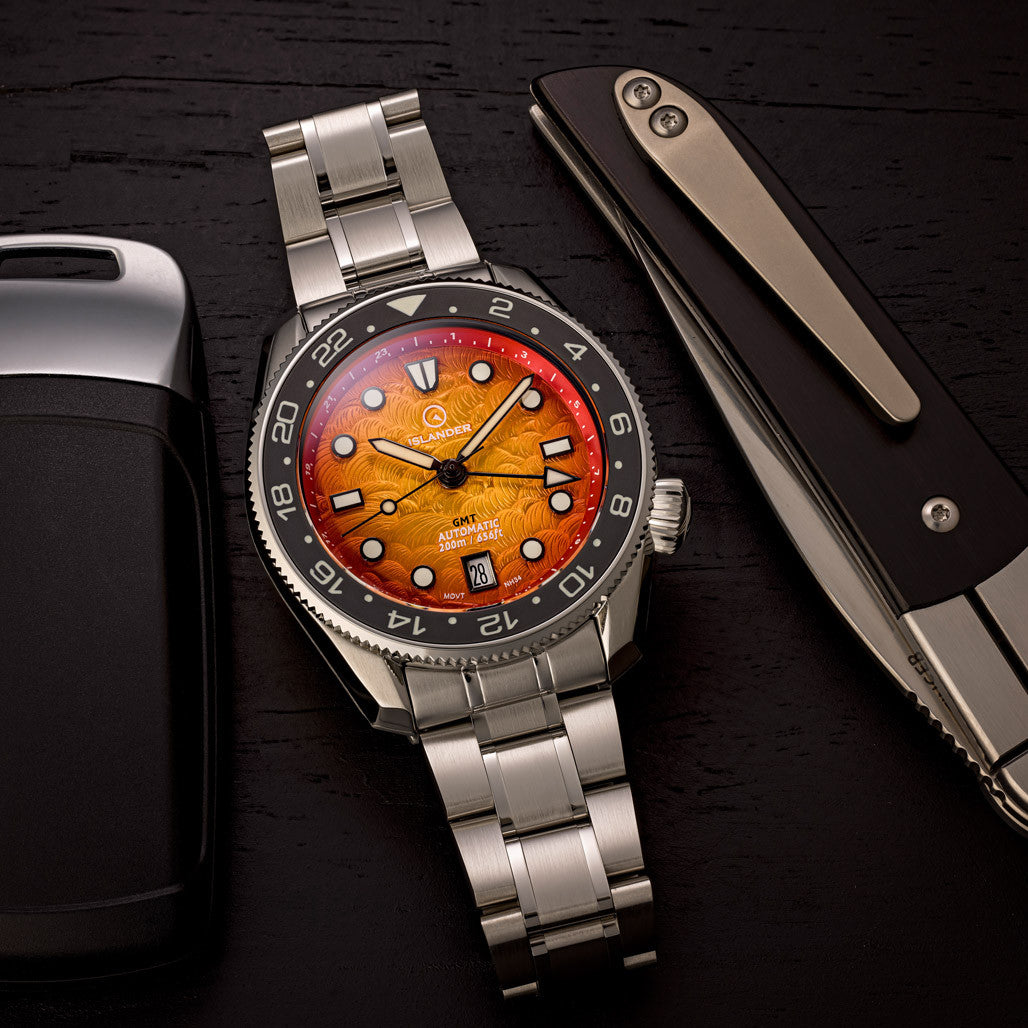 Islander JFK GMT Sunset Orange Dial ISL-356 | Smallseconds Watch