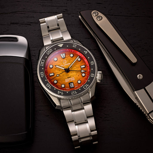 Islander JFK Automatic GMT Watch with Sunset Orange Dial #ISL-356