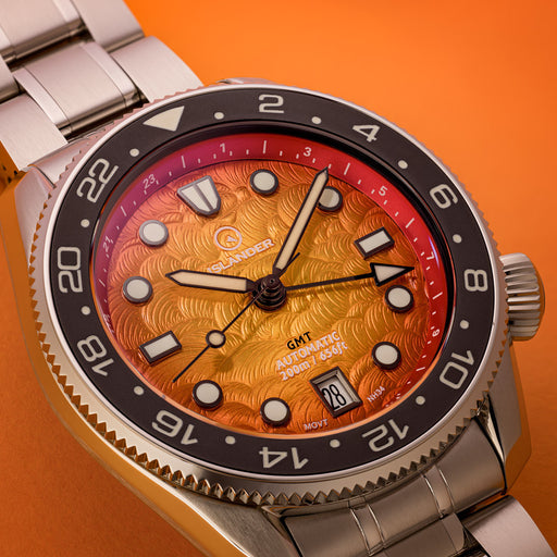 Islander JFK Automatic GMT Watch with Sunset Orange Dial #ISL-356