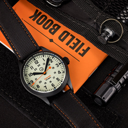 Islander Mitchel Black DLC Automatic Field Watch with Luminous Dial, AR Sapphire Crystal #ISL-83