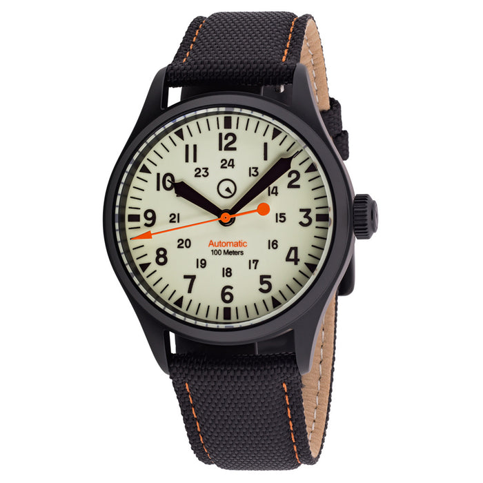 Islander Mitchel Black DLC Automatic Field Watch with Luminous Dial, AR Sapphire Crystal #ISL-83