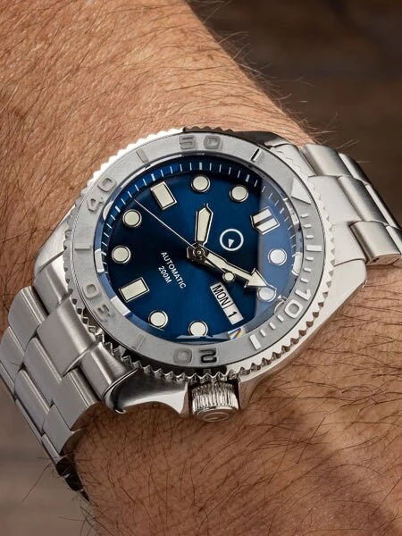 image Islander Automatic Dive Watch with Solid-Link Bracelet, AR Sapphire Crystal, and Luminous Ceramic Bezel Insert #ISL-18