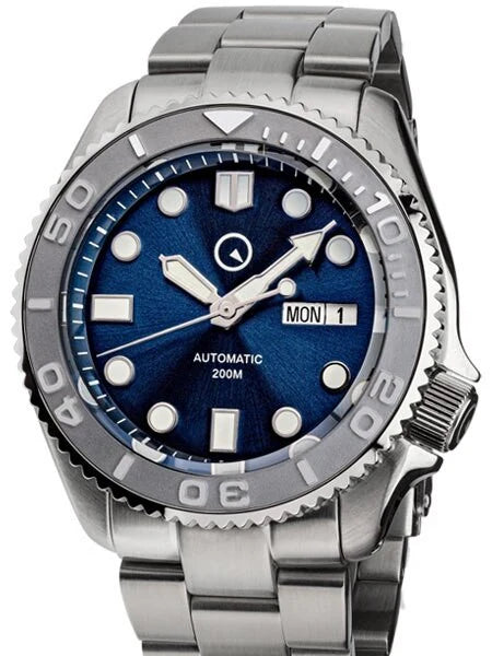 Islander Automatic Dive Watch with Solid-Link Bracelet, AR Sapphire Crystal, and Luminous Ceramic Bezel Insert #ISL-18