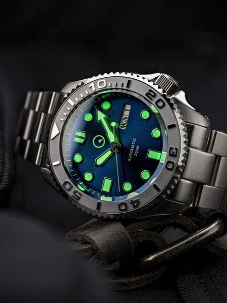 Islander Automatic Dive Watch with Solid-Link Bracelet, AR Sapphire Crystal, and Luminous Ceramic Bezel Insert #ISL-02 (Copy)