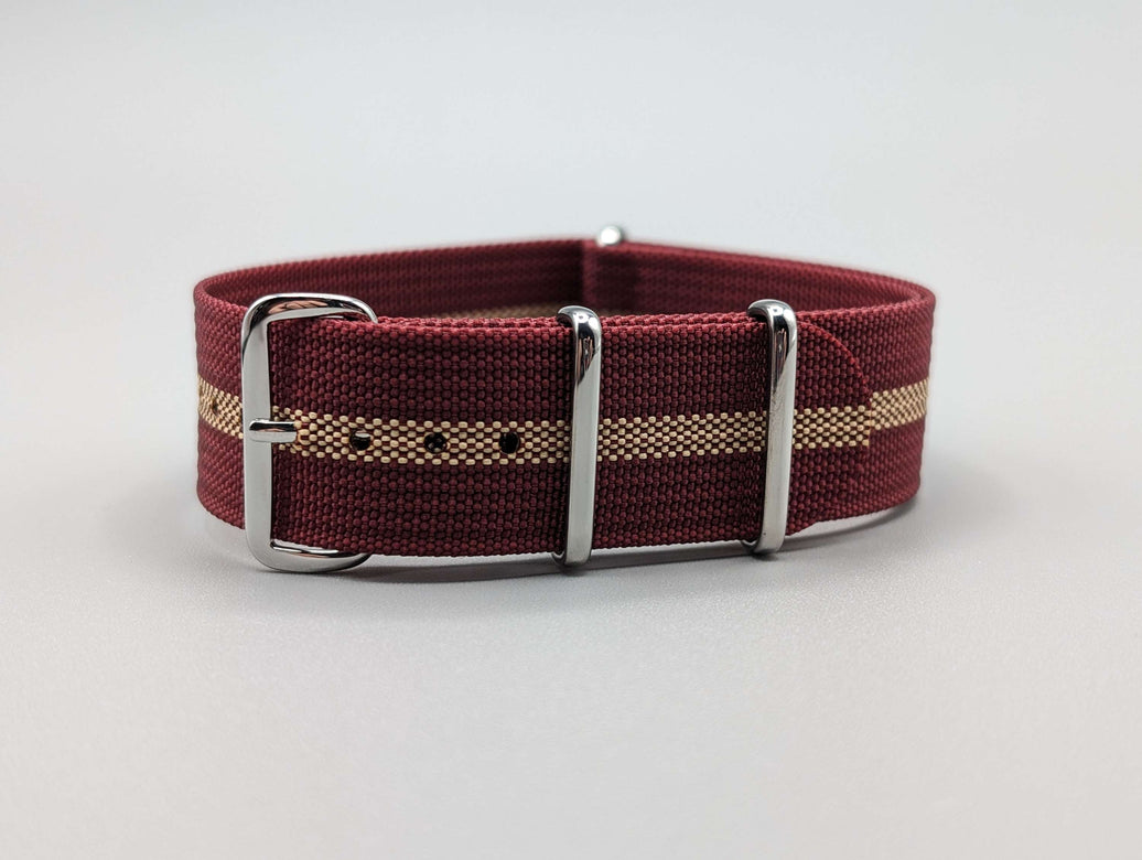 HMS NATO Watch Band in Vino Red/Khaki image 0