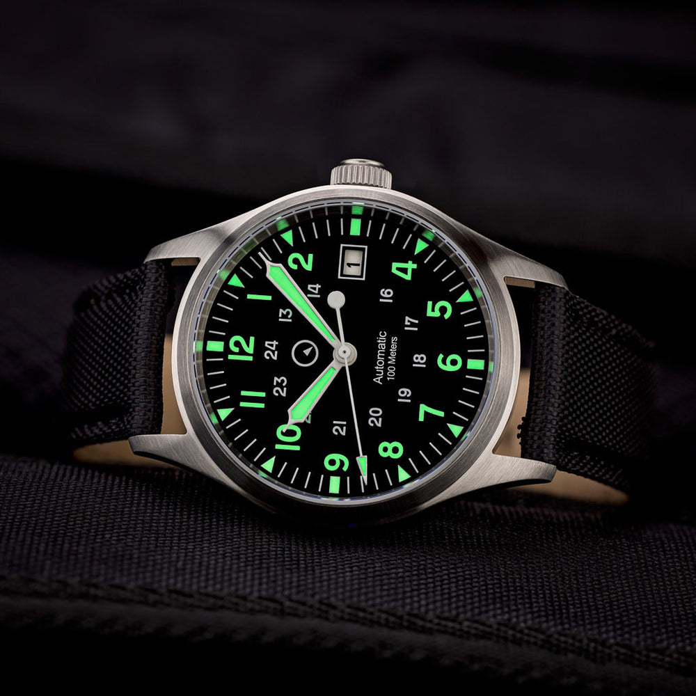 Islander Mitchel Automatic Field Watch with Nylon Weave Strap and an AR Sapphire Crystal #ISL-41