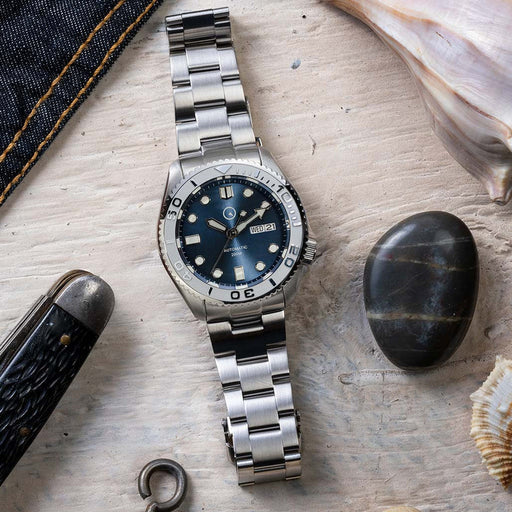 Islander Automatic Dive Watch with Solid-Link Bracelet, AR Sapphire Crystal, and Luminous Ceramic Bezel Insert #ISL-02 (Copy)